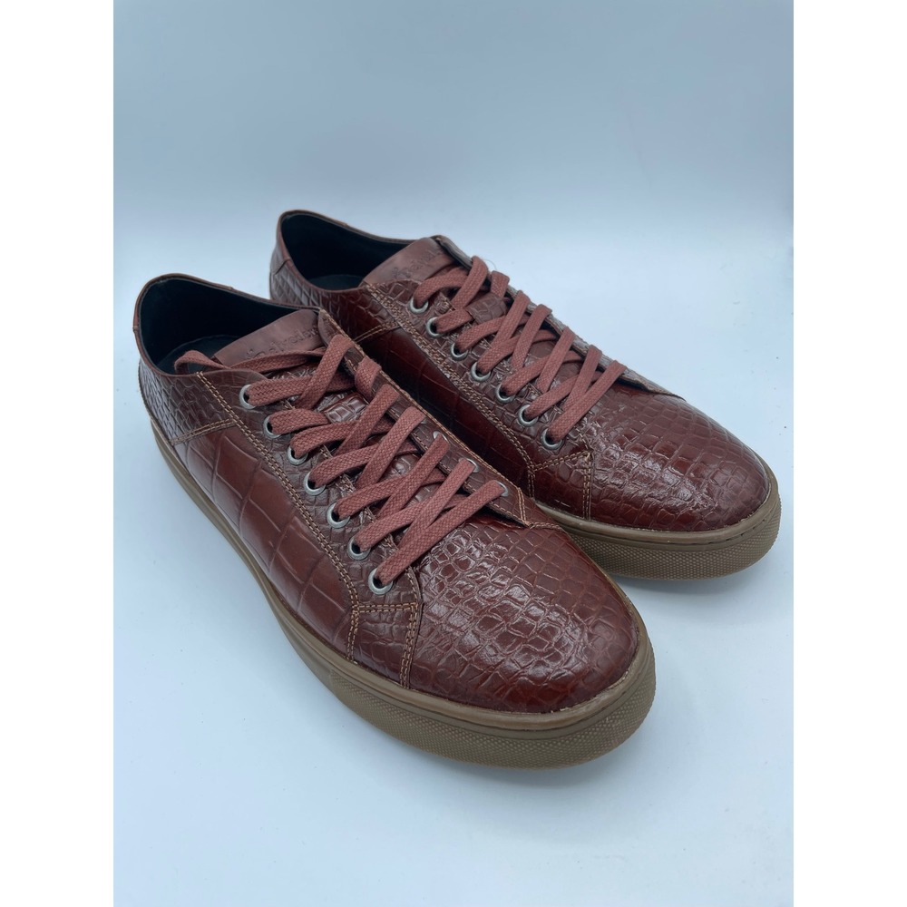 Belvedere Bernardo II Cognac Crocodile Skin Men's Sneakers Size 8 D Brazil‎